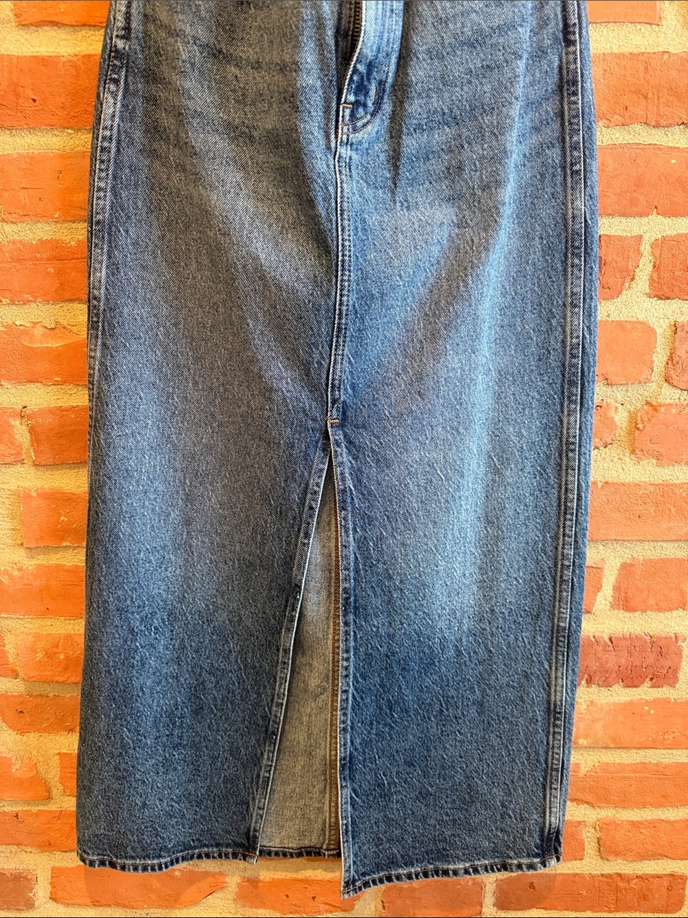 Madewell Classic Blue Denim Maxi Skirt with Front Slit - Picture 4 of 8